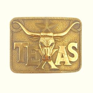 Texas Longhorn Vintage Brass Belt Buckle